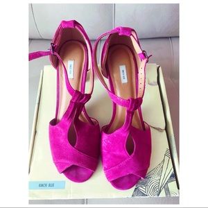 Fuchsia Pink Suede Sandals